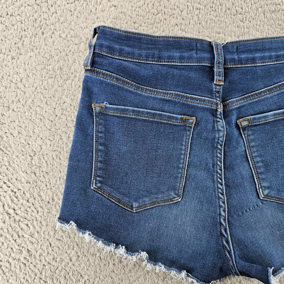 KanCan Shorts Womens‎ 27 Blue Distressed Frayed Raw Hem Mid Rise Denim Casual - Picture 13 of 16
